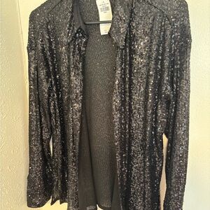 Abercrombie & Fitch Sparkling Black Sequin Top